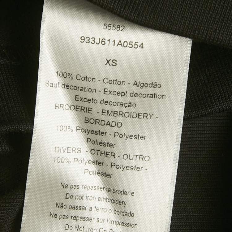 Pre Owned Dior X Hajime Sorayama Black Logo Embroidered Cotton Flower Patch T-Shirt XS