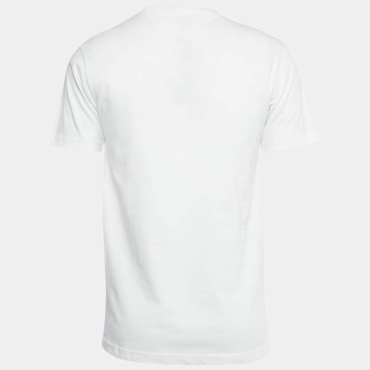 Pre Owned Dior Homme White CD Diamond Embroidered Cotton T-Shirt XXS