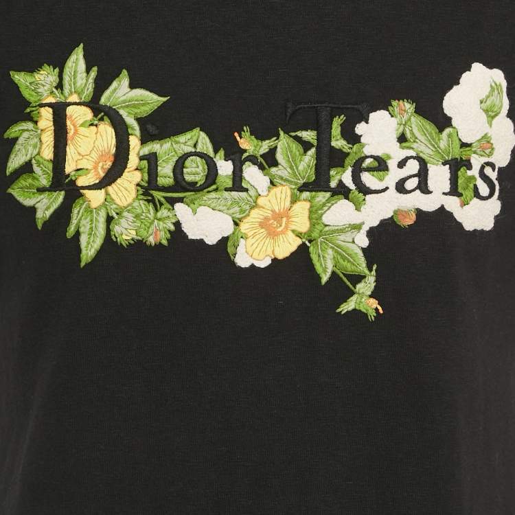 Pre Owned Dior Homme X Denim Tears Embroidered Black Cotton T-Shirt XXS 