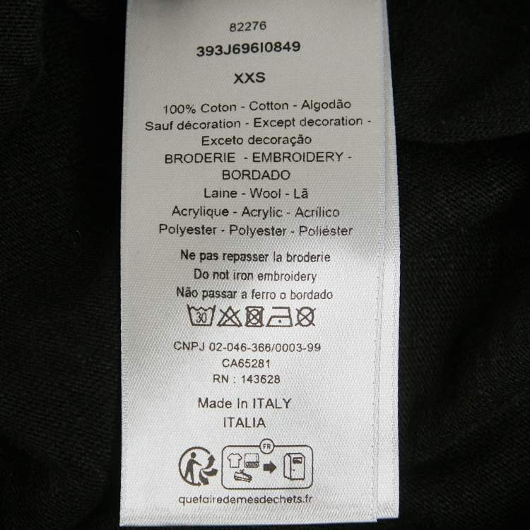 Pre Owned Dior Homme X Denim Tears Embroidered Black Cotton T-Shirt XXS 