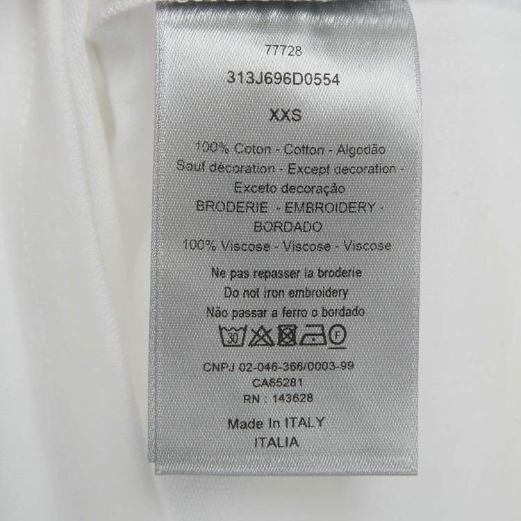 Pre Owned Dior Homme White CD Diamond Embroidered Cotton T-Shirt XXS