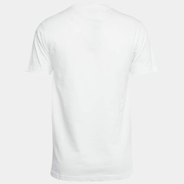 Pre Owned Dior Homme White CD Diamond Embroidered Cotton T-Shirt XXS
