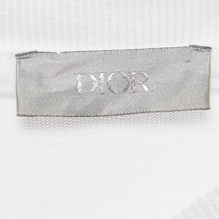 Pre Owned Dior Homme White CD Diamond Embroidered Cotton T-Shirt XXS