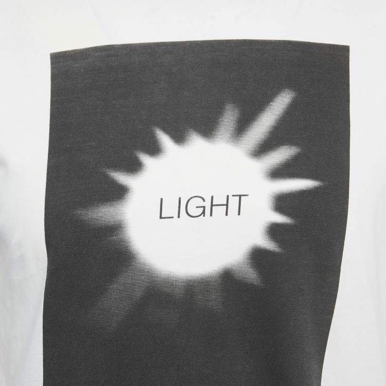 مملوكة مسبقًا تي شيرت ديور هوم قطني مطبوع أبيض مقاس صغير (اكس سمول)