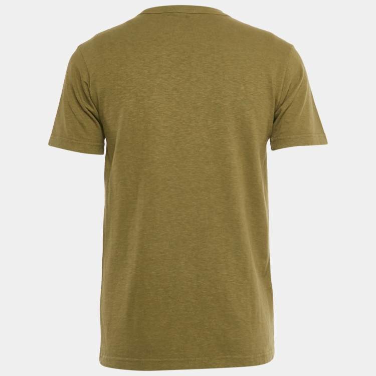 Pre Owned Dior Homme X Denim Tears Olive Green Floral Logo Embroidered Cotton T-Shirt XXS  
