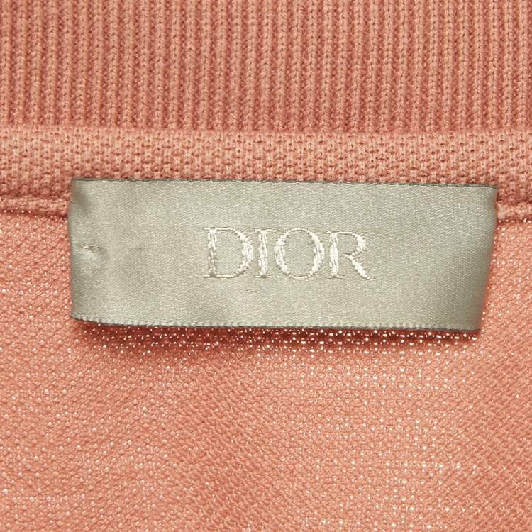 Pre Owned Dior Homme Dusty Pink CD Embroidered Cotton Polo T-Shirt M
