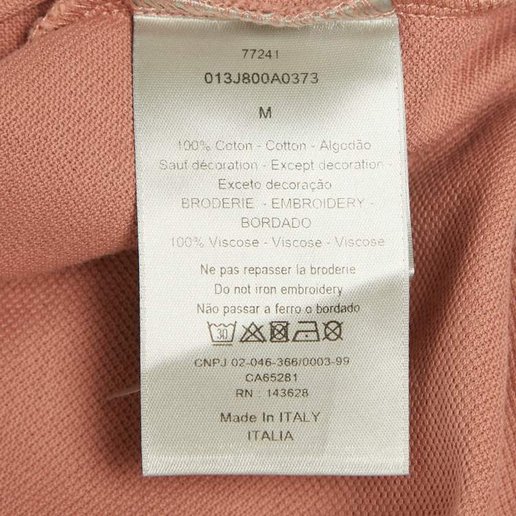 Pre Owned Dior Homme Dusty Pink CD Embroidered Cotton Polo T-Shirt M