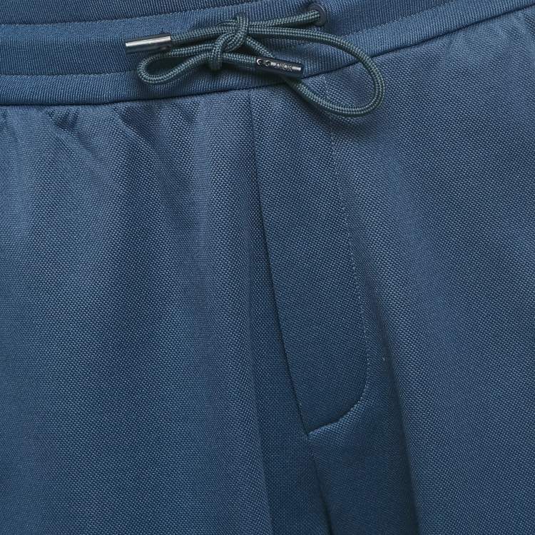 Pre Owned Dior Homme Blue Crepe Logo Applique Shorts XL