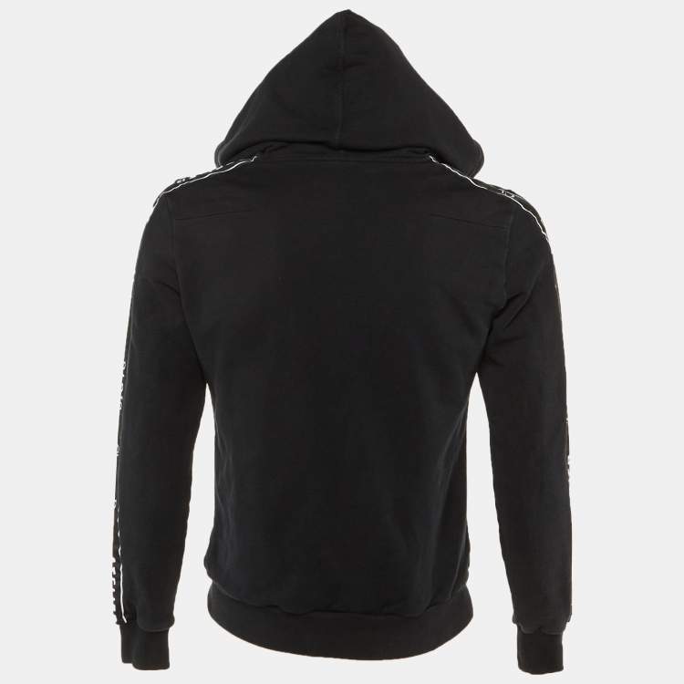 مملوكة مسبقًا سويت شيرت بقبعة وسحاب ديور هوم قطن مطرز بشعار النحل الأسود مزخرف بمقاس صغير - سمول