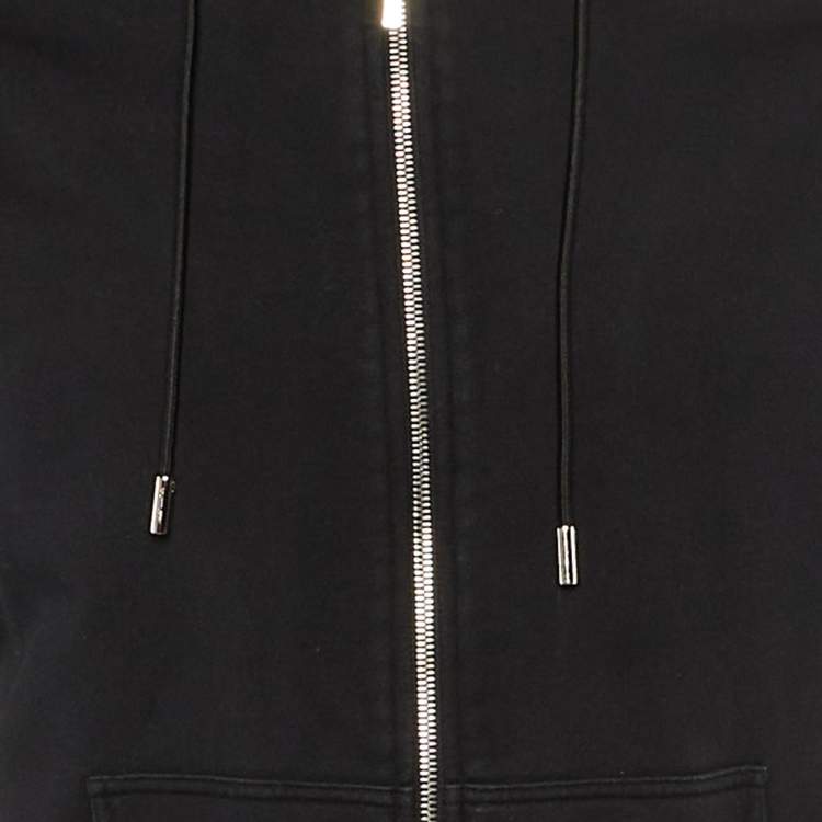 مملوكة مسبقًا سويت شيرت بقبعة وسحاب ديور هوم قطن مطرز بشعار النحل الأسود مزخرف بمقاس صغير - سمول