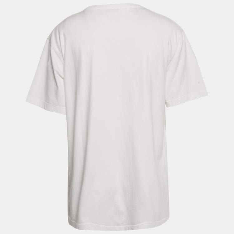 Pre Owned Dior Homme White CD Embroidered Cotton T-Shirt XL 