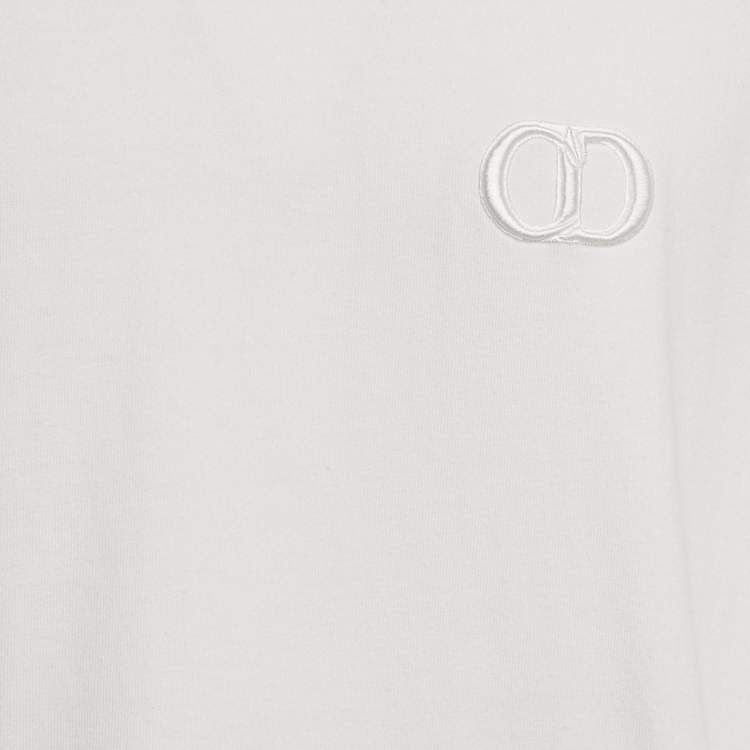 Pre Owned Dior Homme White CD Embroidered Cotton T-Shirt XL 