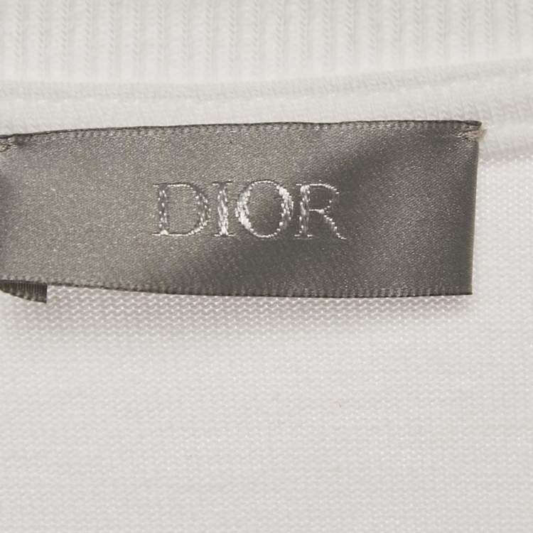 Pre Owned Dior Homme White CD Embroidered Cotton T-Shirt XL 