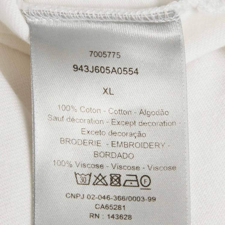Pre Owned Dior Homme White CD Embroidered Cotton T-Shirt XL 