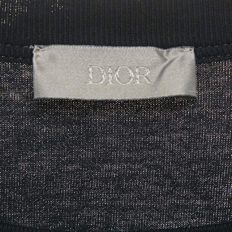 Pre Owned Dior Homme Black Logo Embroidered Cotton T- Shirt XS 