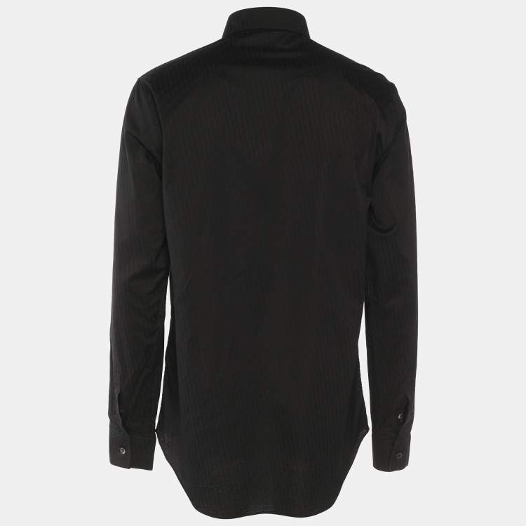 Pre Owned قميص ديور قطن أسود بأزرار أمامية مقاس كبير