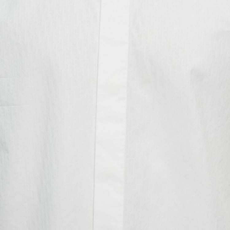 مملوكة مسبقًا قميص ديور هووم أبيض نمط أوبليك قطن أزرار أمامية مقاس كبير