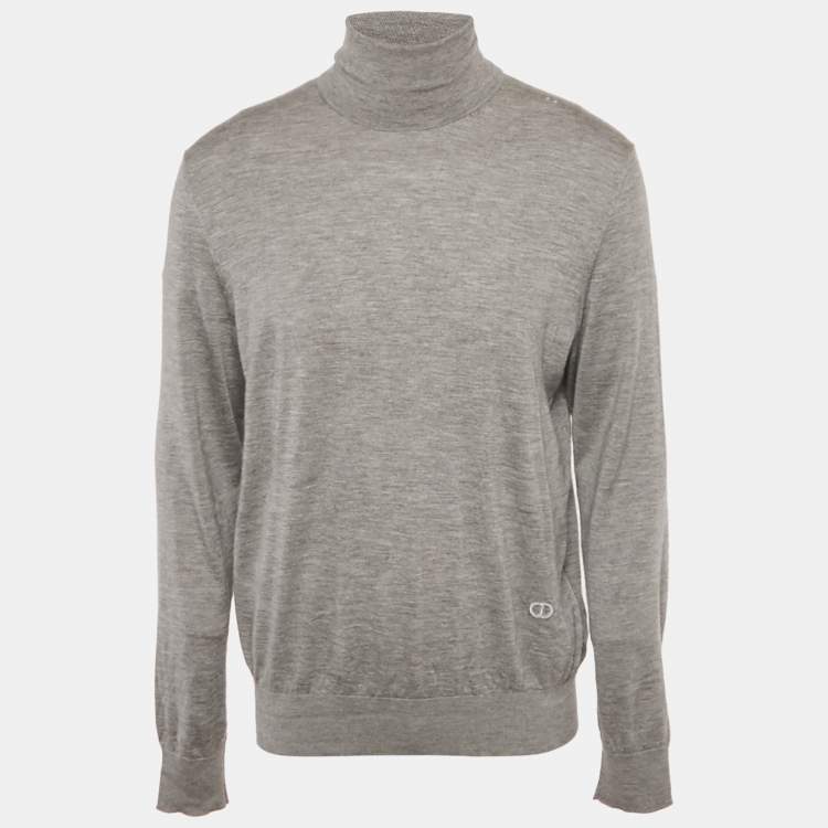 مملوكة مسبقًا Dior Homme Grey Cashmere Turtleneck Jumper XXL