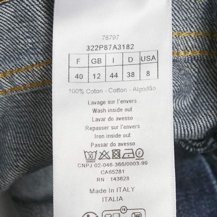 Pre Owned Christian Dior Blue Washed Denim Wide Leg Jeans L/Waist 33"