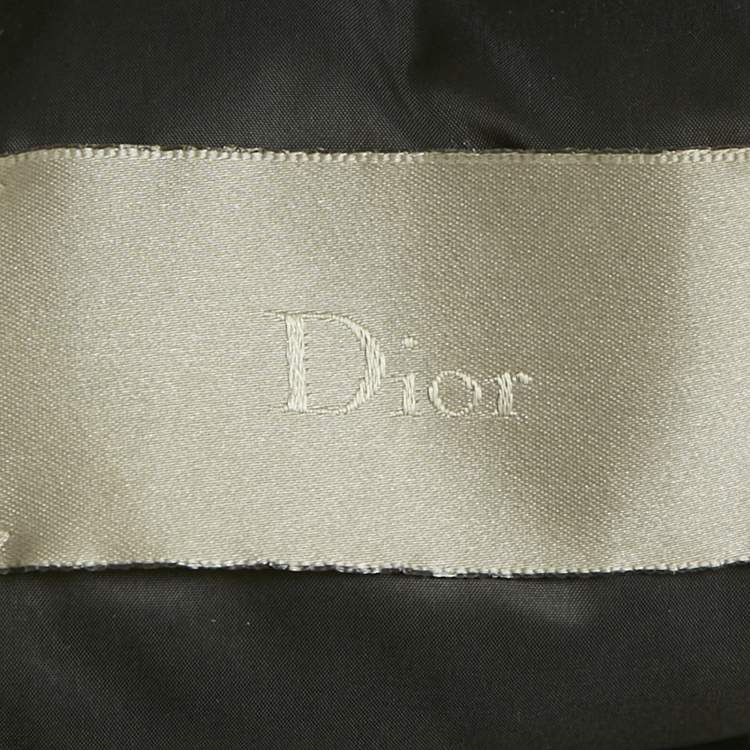 Pre Owned Dior Homme Grey Nylon Leather Trim Down Jacket M