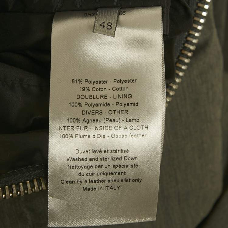 Pre Owned Dior Homme Grey Nylon Leather Trim Down Jacket M