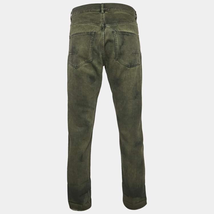 Pre Owned Dior Green Denim Boyfriend Jeans S/Waist 32"