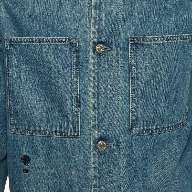 Pre Owned Dior Blue Embroidered Denim Jacket M