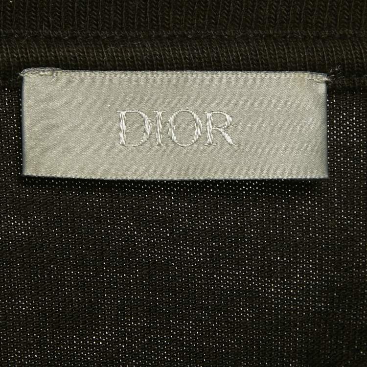 Pre Owned تي شيرت ديور هوم قطن أسود بشعار مطبوع مقاس متوسط (ميديوم)