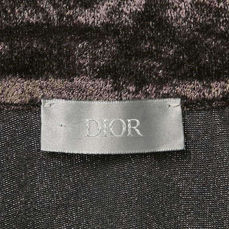 Pre Owned Dior Homme Black Logo Embroidered Velvet T-Shirt M