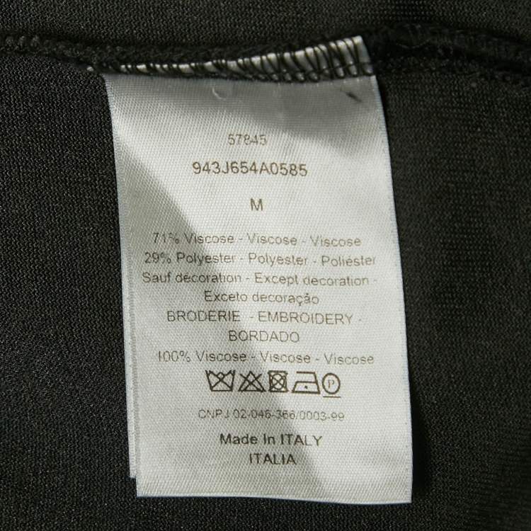 Pre Owned Dior Homme Black Logo Embroidered Velvet T-Shirt M