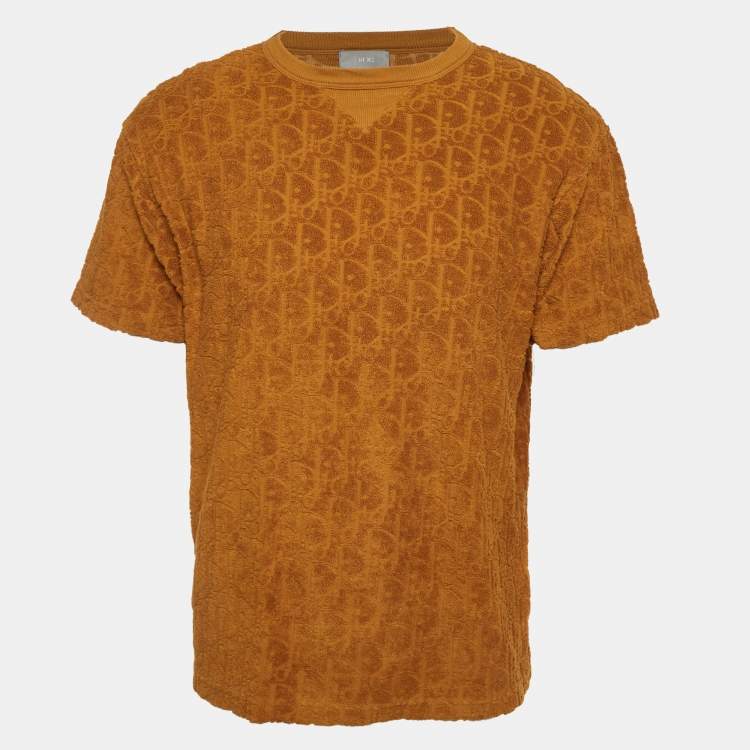 Pre Owned Dior Homme Golden Brown Oblique Terry Relaxed-Fit T-Shirt S