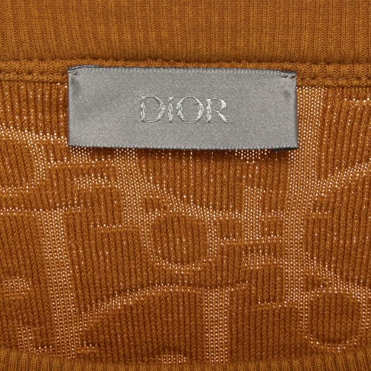 Pre Owned Dior Homme Golden Brown Oblique Terry Relaxed-Fit T-Shirt S