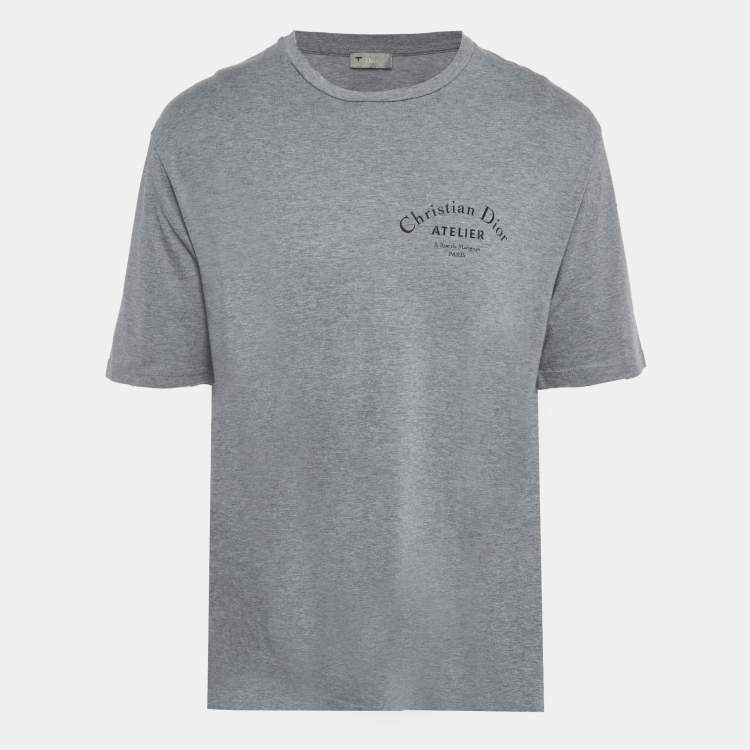 مملوكة مسبقًا Dior Homme Grey Atelier Print Jersey Crew Neck T-Shirt L