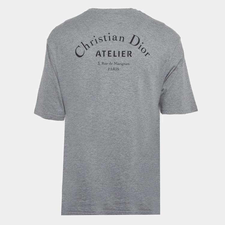 مملوكة مسبقًا Dior Homme Grey Atelier Print Jersey Crew Neck T-Shirt L