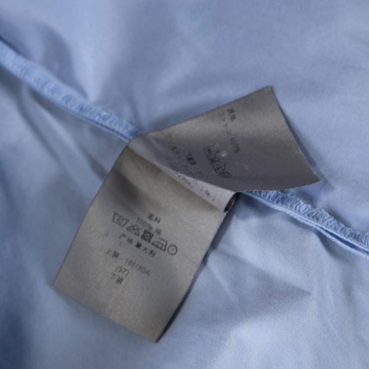Pre Owned Dior Blue Cotton Contrast Mandarin Collar Button Front Shirt XS