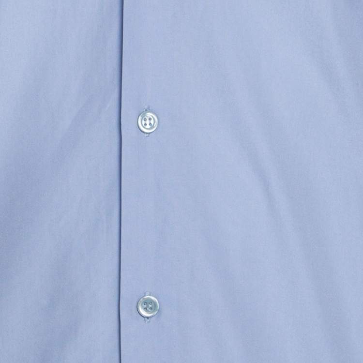 Pre Owned Dior Blue Cotton Contrast Mandarin Collar Button Front Shirt XS