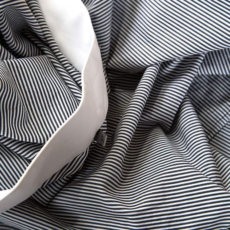 Pre Owned Dior Monochrome Striped Cotton Mandarin Collar Button Front Shirt XS