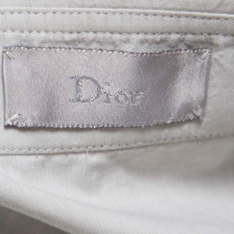 Pre Owned Dior Stone Grey Cotton Short Sleeve Button Front Shirt XS