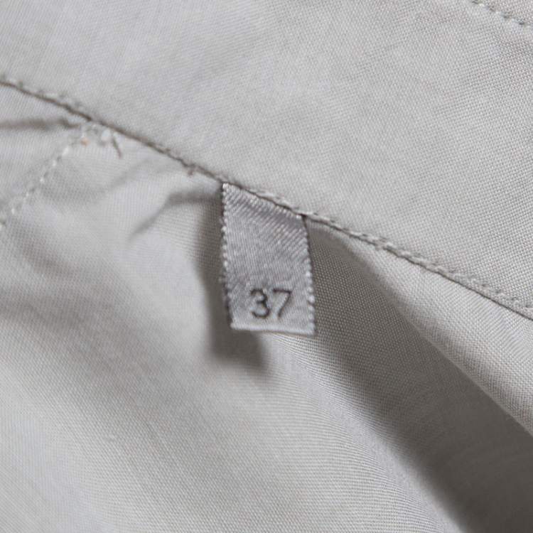 Pre Owned Dior Stone Grey Cotton Short Sleeve Button Front Shirt XS