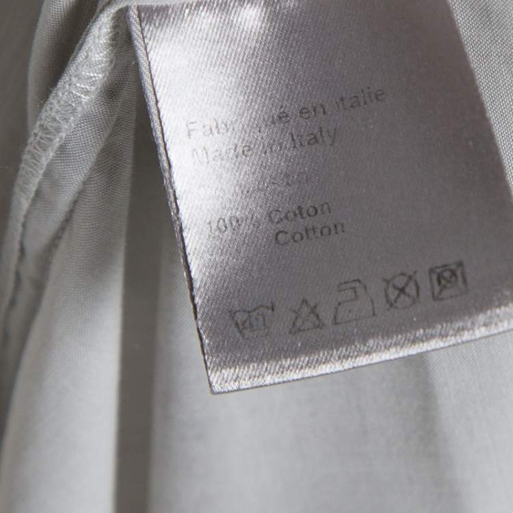 Pre Owned Dior Stone Grey Cotton Short Sleeve Button Front Shirt XS