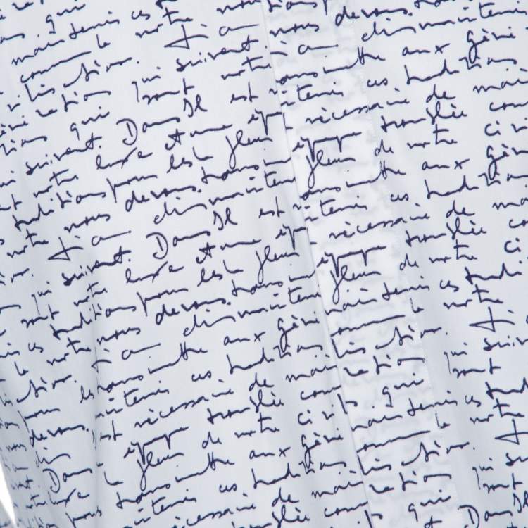 Pre Owned Dior Homme White Handwriting Print Cotton Long Sleeve Shirt M