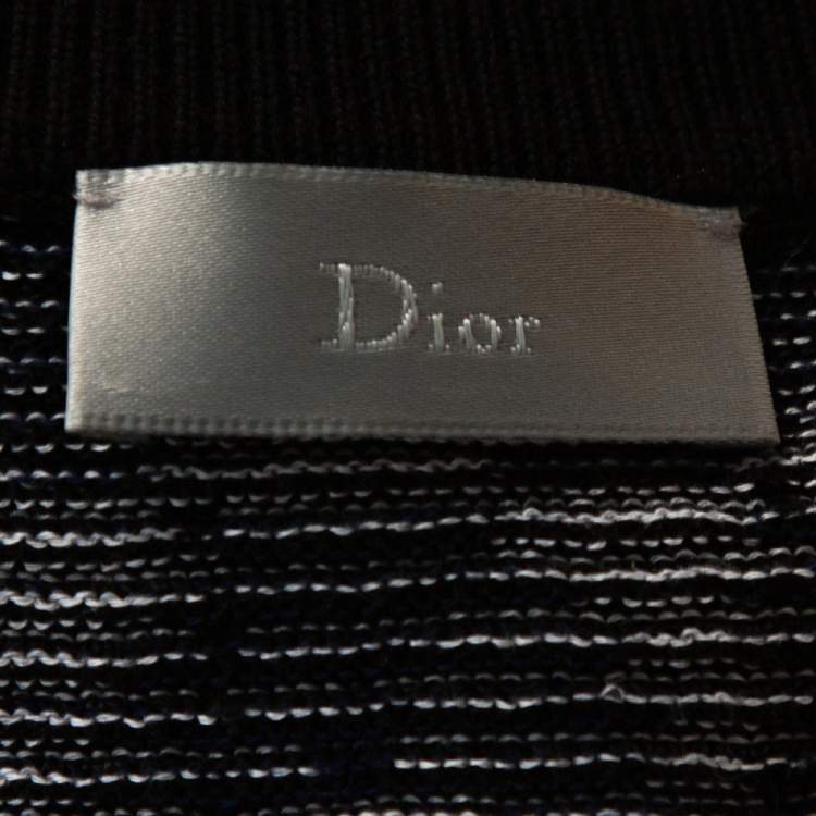 Pre Owned Dior Homme Black Hardior Patterned Jacquard Wool Blend Pullover L