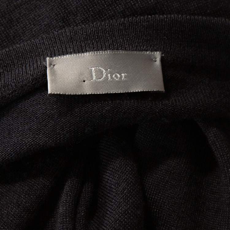 Pre Owned Dior Homme Charcoal Grey Silk & Wool Blend V Neck Sweater XS