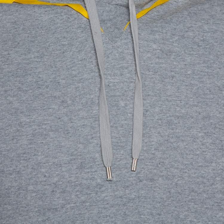 Pre Owned Dior Homme Grey Cotton Contrast Trim Hooded Sweatshirt S