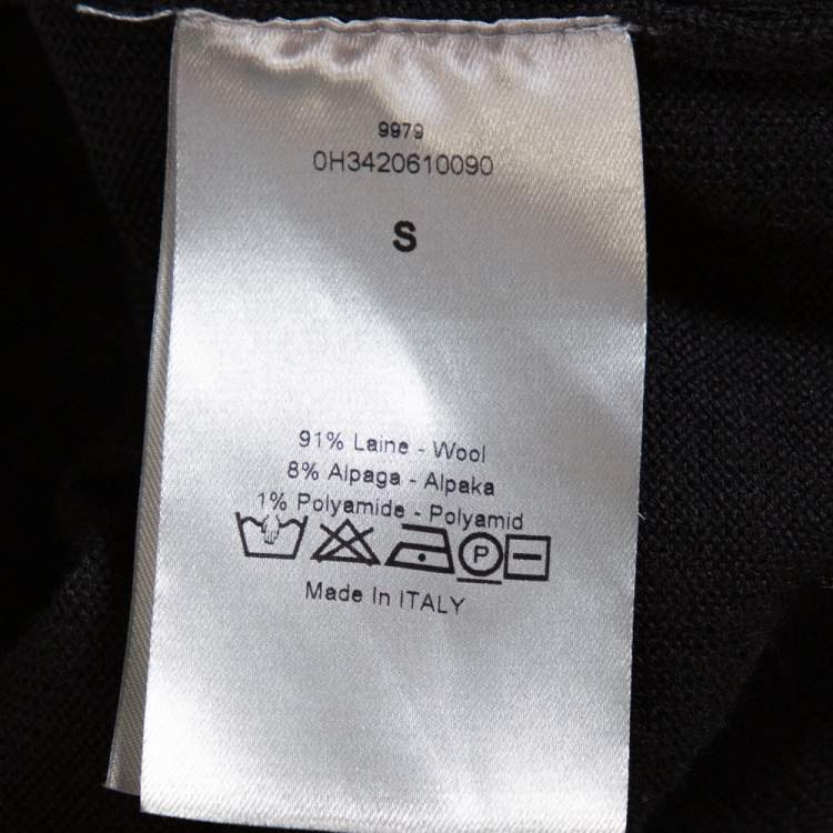 Pre Owned Dior Homme Black Wool Knit & Alpaca Trim Zip Up Jacket S