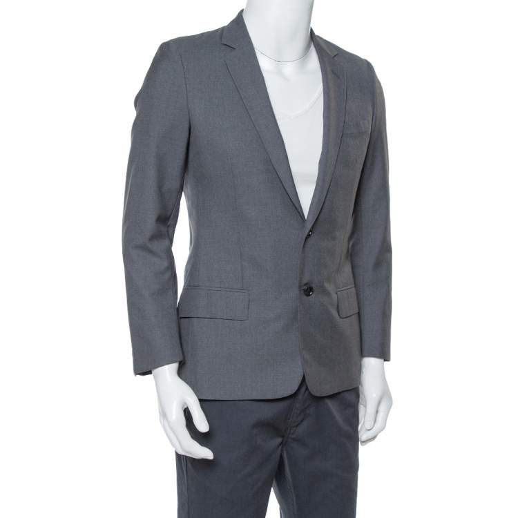 Pre Owned Dior Grey Wool Two Button Coat Jacket S