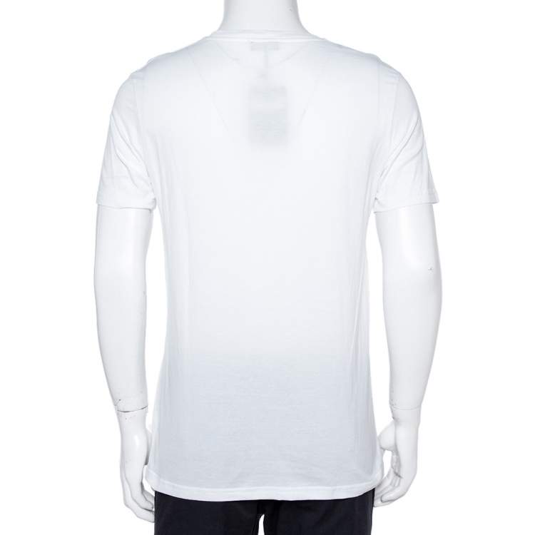 مملوكة مسبقًا Dior White Cotton Logo Embroidered T-Shirt L