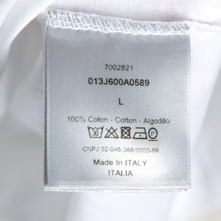 مملوكة مسبقًا Dior White Cotton Logo Embroidered T-Shirt L