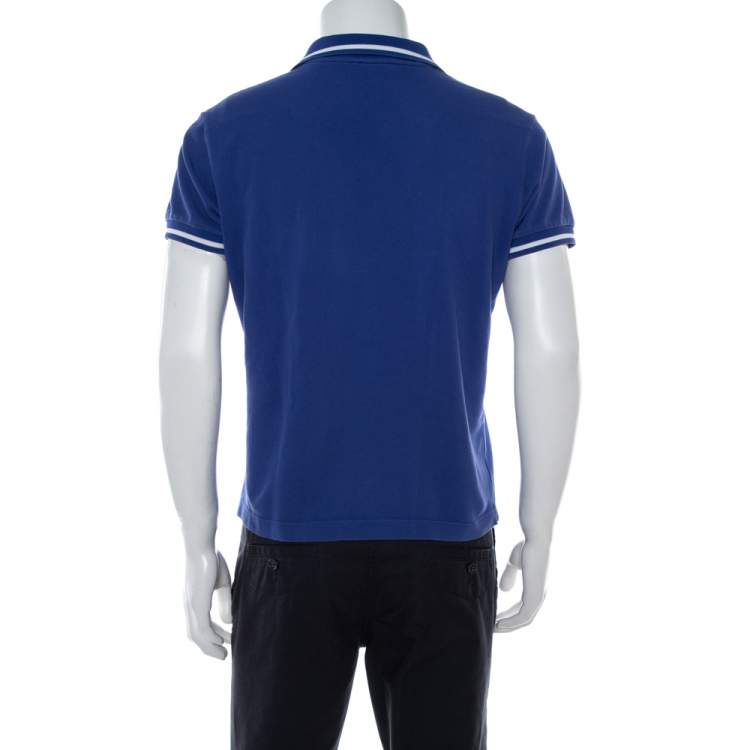 Pre Owned Dior Blue Cotton Pique Polo T Shirt L