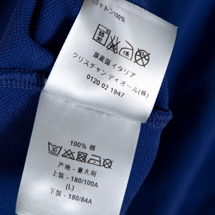 Pre Owned Dior Blue Cotton Pique Polo T Shirt L